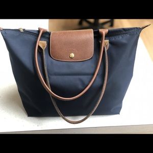 Longchamp La Pliage Medium Navy Tote